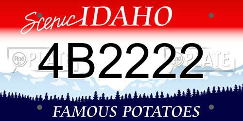 4B2222 Idaho License Plate