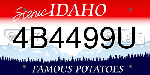 4B4499U Idaho License Plate