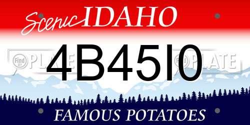4B45I0 Idaho License Plate
