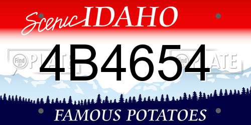 4B4654 Idaho License Plate