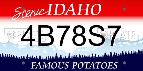 4B78S7 Idaho License Plate