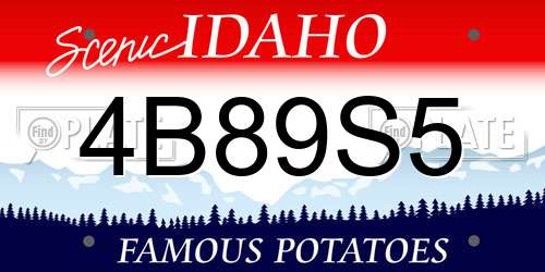 4B89S5 Idaho License Plate