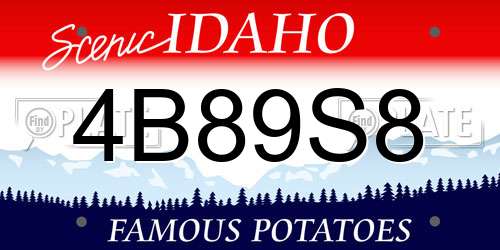 4B89S8 Idaho License Plate
