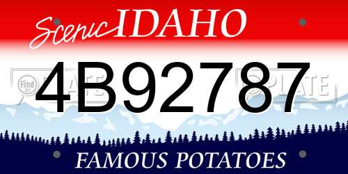 4B92787 Idaho License Plate
