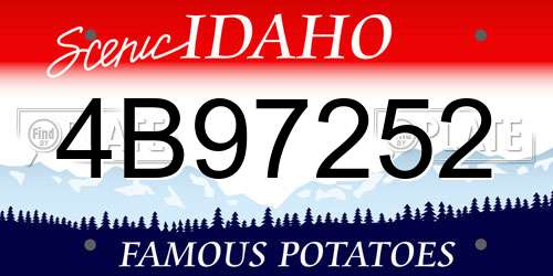 4B97252 Idaho License Plate