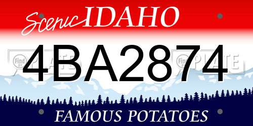4BA2874 Idaho License Plate