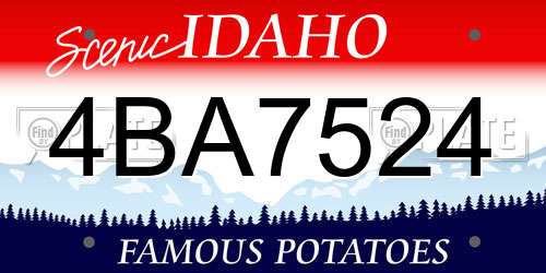 4BA7524 Idaho License Plate