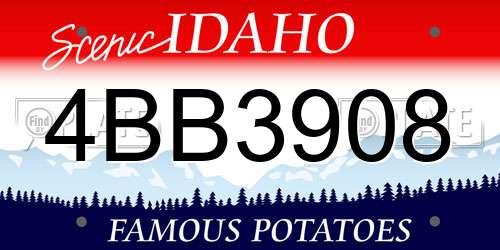 4BB3908 Idaho License Plate