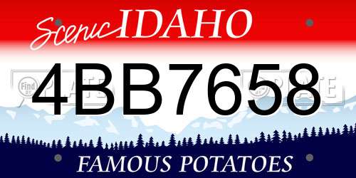4BB7658 Idaho License Plate