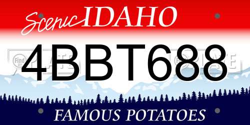 4BBT688 Idaho License Plate