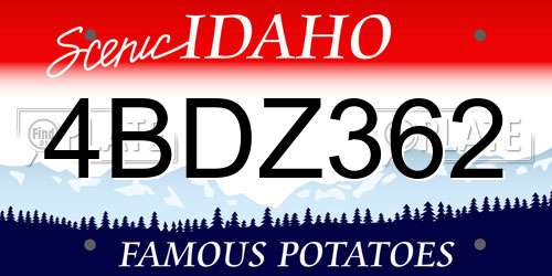 4BDZ362 Idaho License Plate