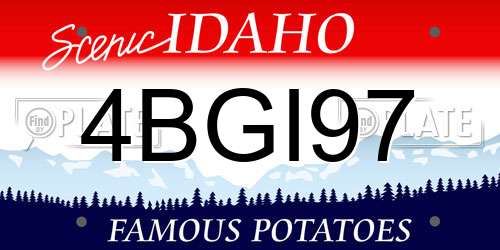 4BGI97 Idaho License Plate