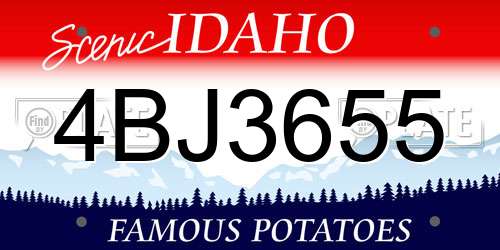4BJ3655 Idaho License Plate