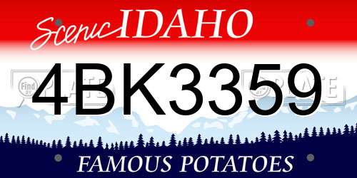 4BK3359 Idaho License Plate