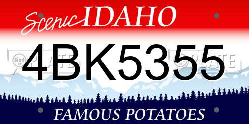 4BK5355 Idaho License Plate