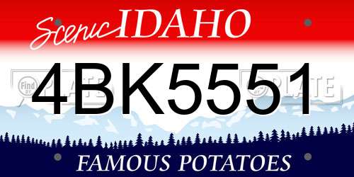 4BK5551 Idaho License Plate