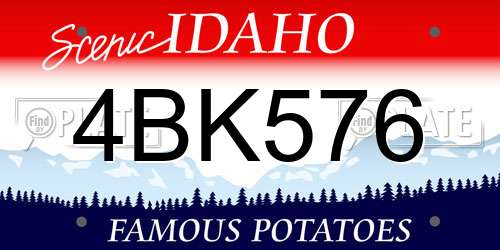 4BK576 Idaho License Plate