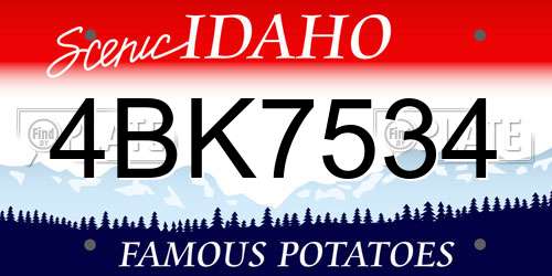 4BK7534 Idaho License Plate