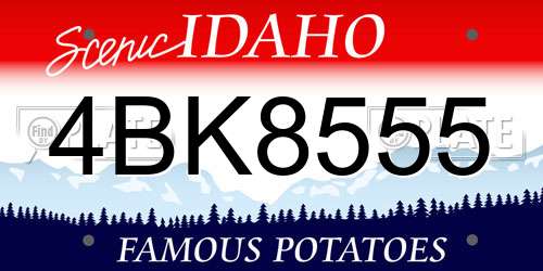 4BK8555 Idaho License Plate