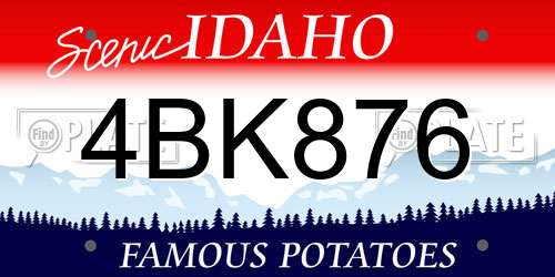 4BK876 Idaho License Plate