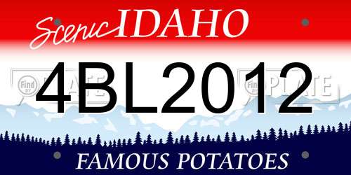 4BL2012 Idaho License Plate