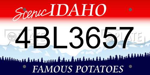4BL3657 Idaho License Plate