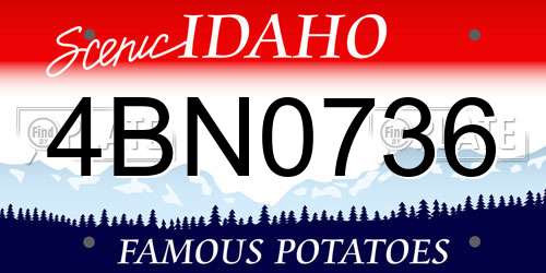 4BN0736 Idaho License Plate