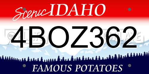 4BOZ362 Idaho License Plate