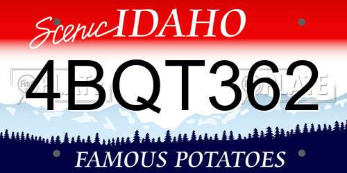 4BQT362 Idaho License Plate