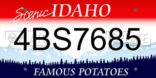 4BS7685 Idaho License Plate