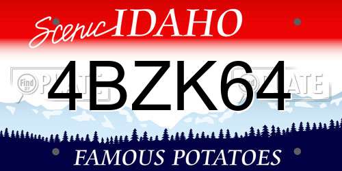 4BZK64 Idaho License Plate