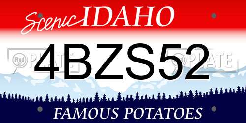 4BZS52 Idaho License Plate