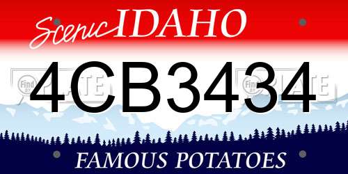 4CB3434 Idaho License Plate