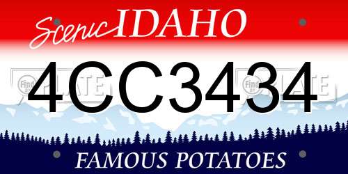 4CC3434 Idaho License Plate