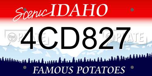 4CD827 Idaho License Plate