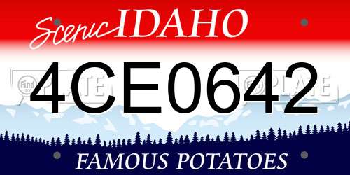 4CE0642 Idaho License Plate