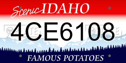 4CE6108 Idaho License Plate