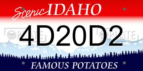4D20D2 Idaho License Plate