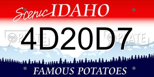 4D20D7 Idaho License Plate