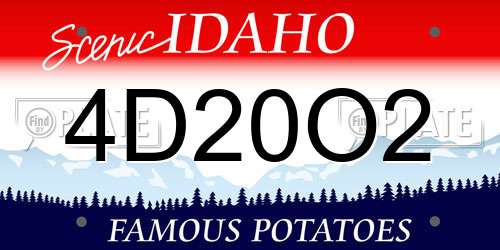 4D20O2 Idaho License Plate