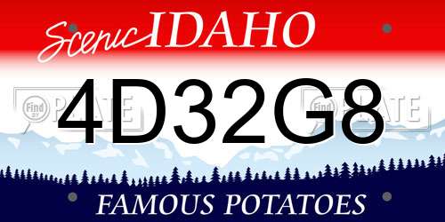 4D32G8 Idaho License Plate