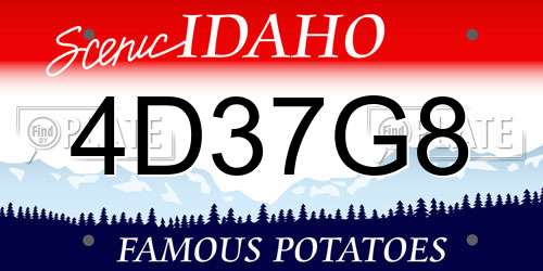 4D37G8 Idaho License Plate
