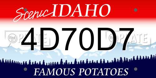 4D70D7 Idaho License Plate