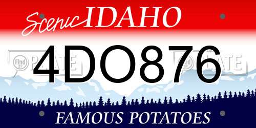 4DO876 Idaho License Plate