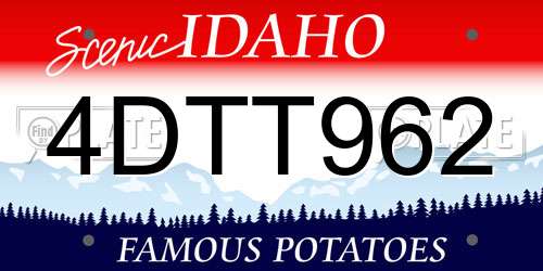4DTT962 Idaho License Plate