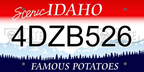 4DZB526 Idaho License Plate