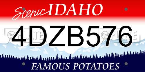 4DZB576 Idaho License Plate