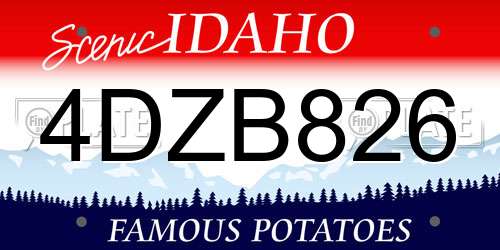4DZB826 Idaho License Plate