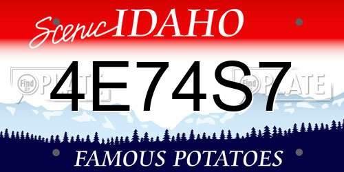 4E74S7 Idaho License Plate