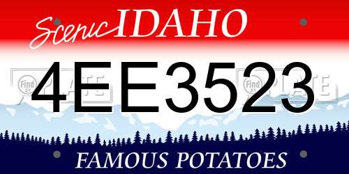 4EE3523 Idaho License Plate